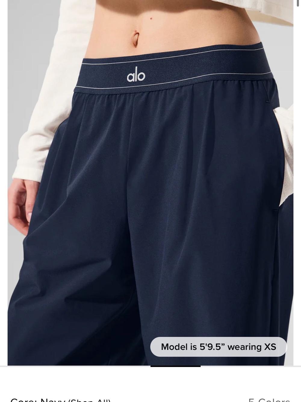ALO Yoga Midnight Navy Wide-Leg Track Pants - Picture 3 of 3